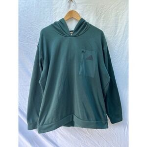 Adidas Men's Dark Green Hooded Sweatshirt With Zippered Pocket Size 2XL